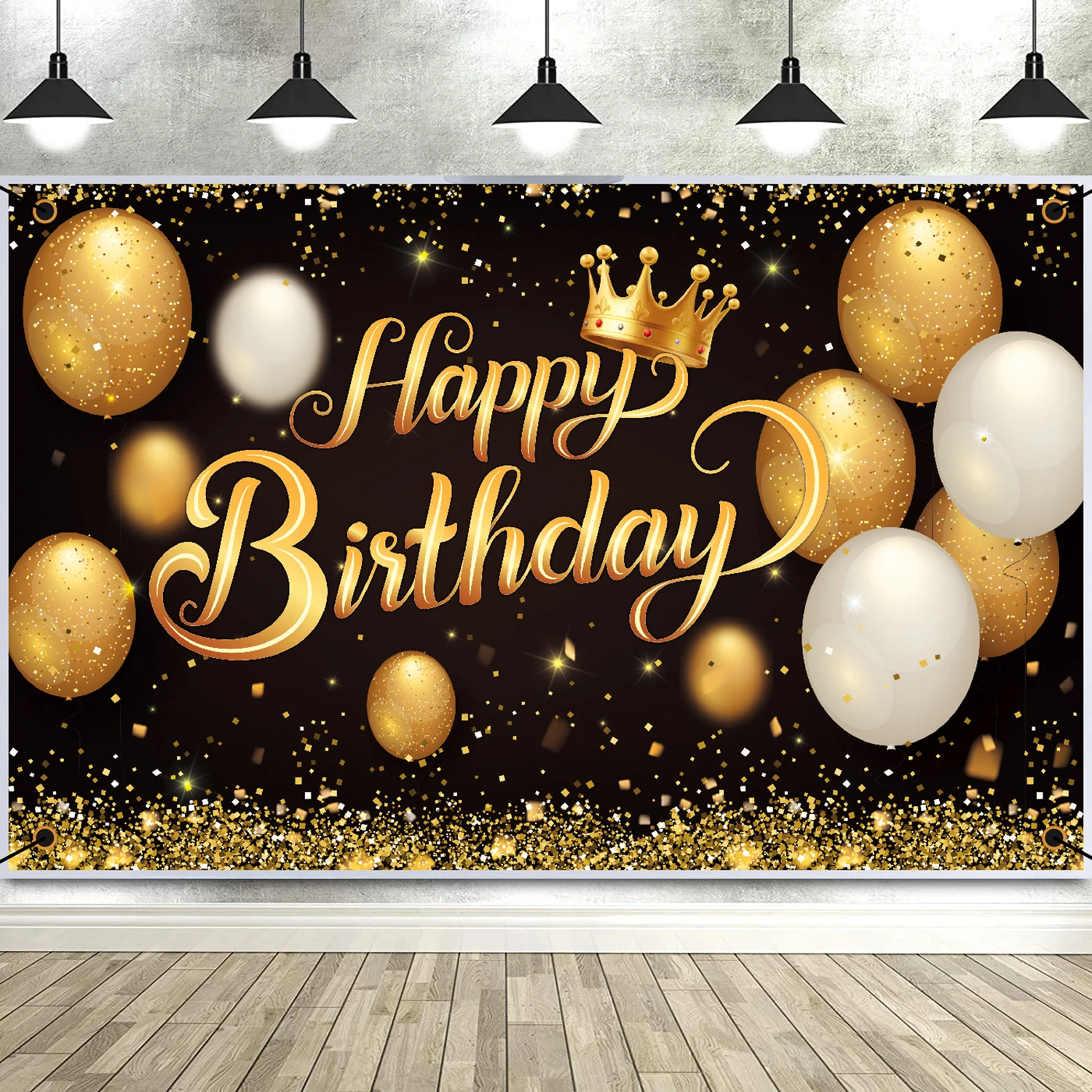 Happy Birthday Decoration Banner Large Black Gold Happy Birthday Backdrop  Banner Sign Background Poster For Birthday Party Favor - Party & Holiday  Diy Decorations - AliExpress