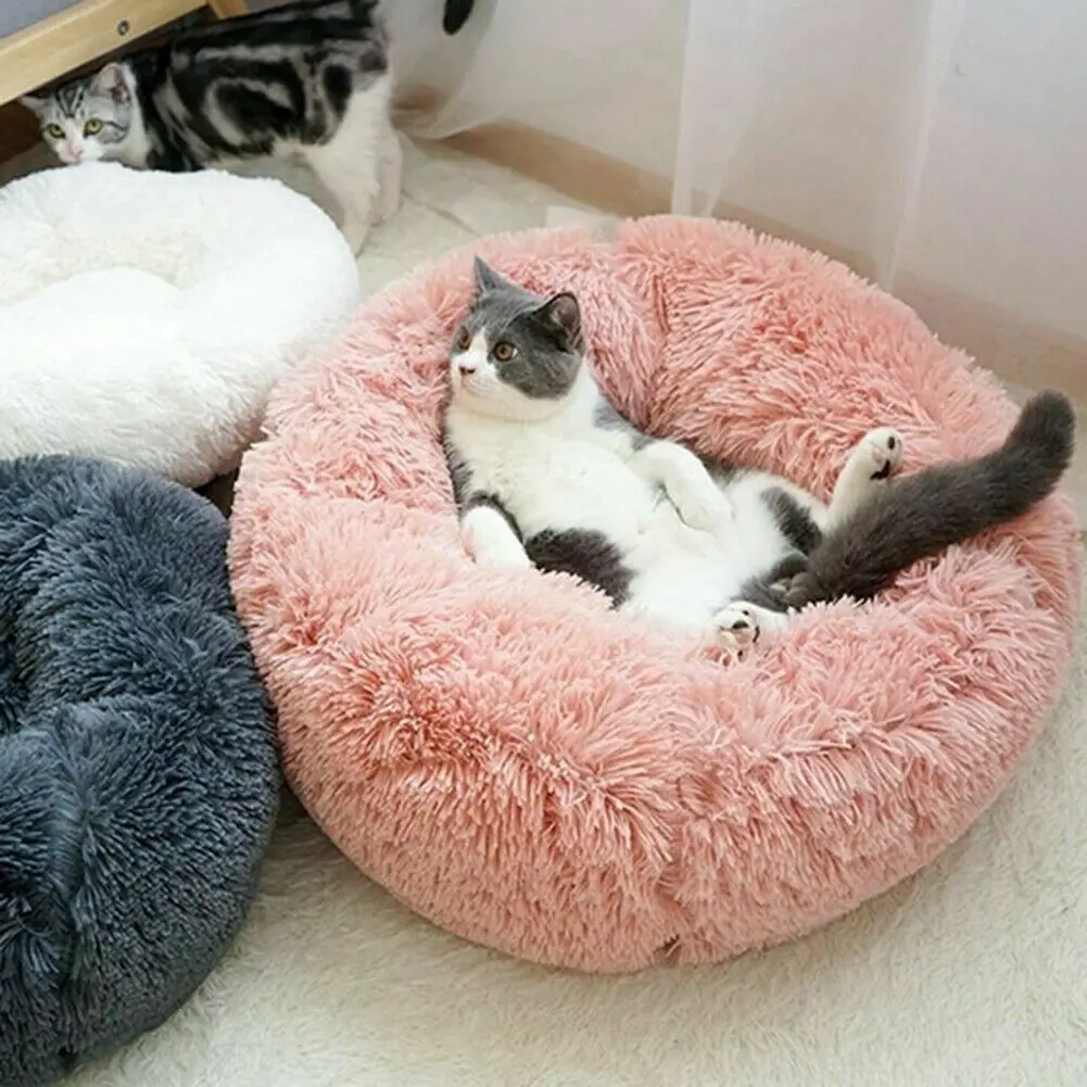 Round Dog Bed long plush Dog Kennel Washable Cat House Soft Cotton Mats Sofa For small Round Dog Bed