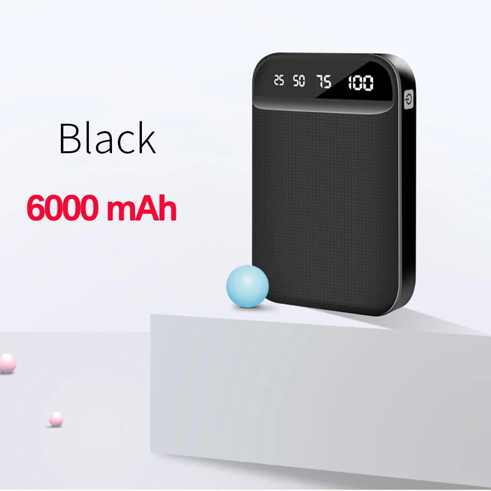 FLOVEME mi ni power Bank Внешний аккумулятор светодиодный дисплей 10000 мАч для Xiaomi mi power Bank 2 USB 6000 мАч портативное зарядное устройство повербанк - Цвет: 6000mAh Black