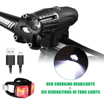 

USB Rechargeable Front Head Light Water-proof Bike Bicycle Safety Flashlight with High-power Long Running Time Durable Light