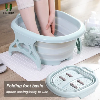 

UNTIOR Foldable Footbath Foaming Massage Bucket Plastic Foot Bath Basin Heightening Footbath Fording Barrel Reduce Pressure