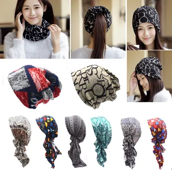 

Women Floral Print Beanie Turban Hat Fashion Casual Elastic Cotton Beanie Hat Turban Headwear for Autumn Outdoor Hip Hop Cap