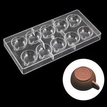 DIY 3D cup shape Polycarbonate Chocolate bar Mold Candy Food Grade bakeware PC Chocolate Mould jelly Tray baking Pastry Tool