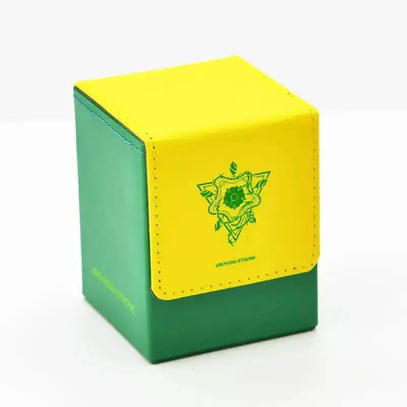 Кожаная Коробка для хранения карт для настольной игры ручной работы, чехол для настольной игры MTG - Цвет: Зеленый