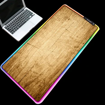 

Yuzuoan 900X400 Gaming Mouse Pad Wood Texture Diode 7 Color Lighting LED Large RGB Mouse Pad Non-slip Wear-resistant Universal
