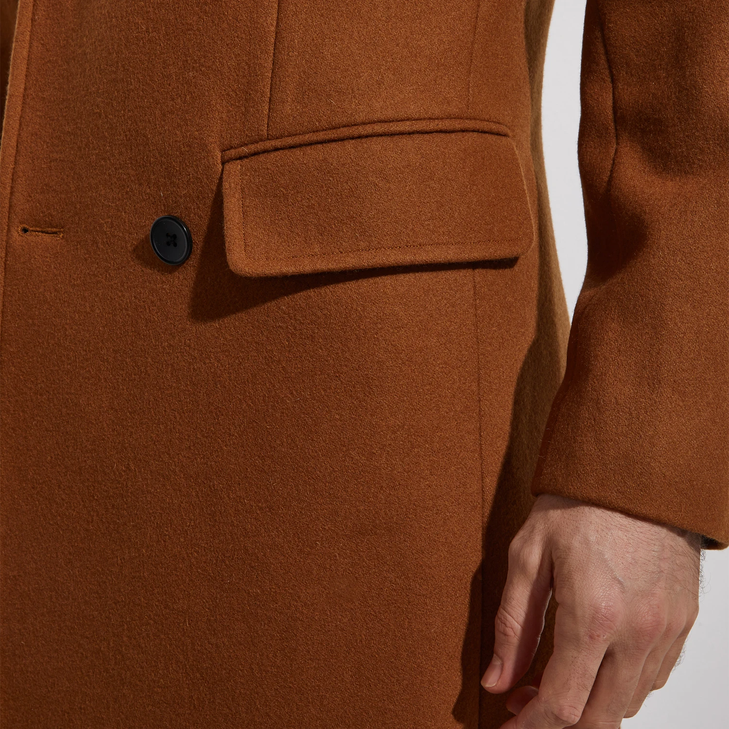 Winter Caramel Color Topcoat Custom Made Heavy Warm Wool Blend Tailored Slim Fashion Dark Brown Trench Coat