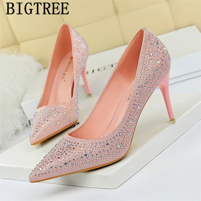 pink rhinestone heels