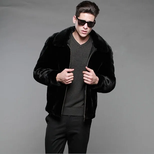 Jaqueta De Couro Masculina зимняя мужская куртка из искусственного меха с отложным воротником Harajuku черная норковая шуба размера плюс XL659