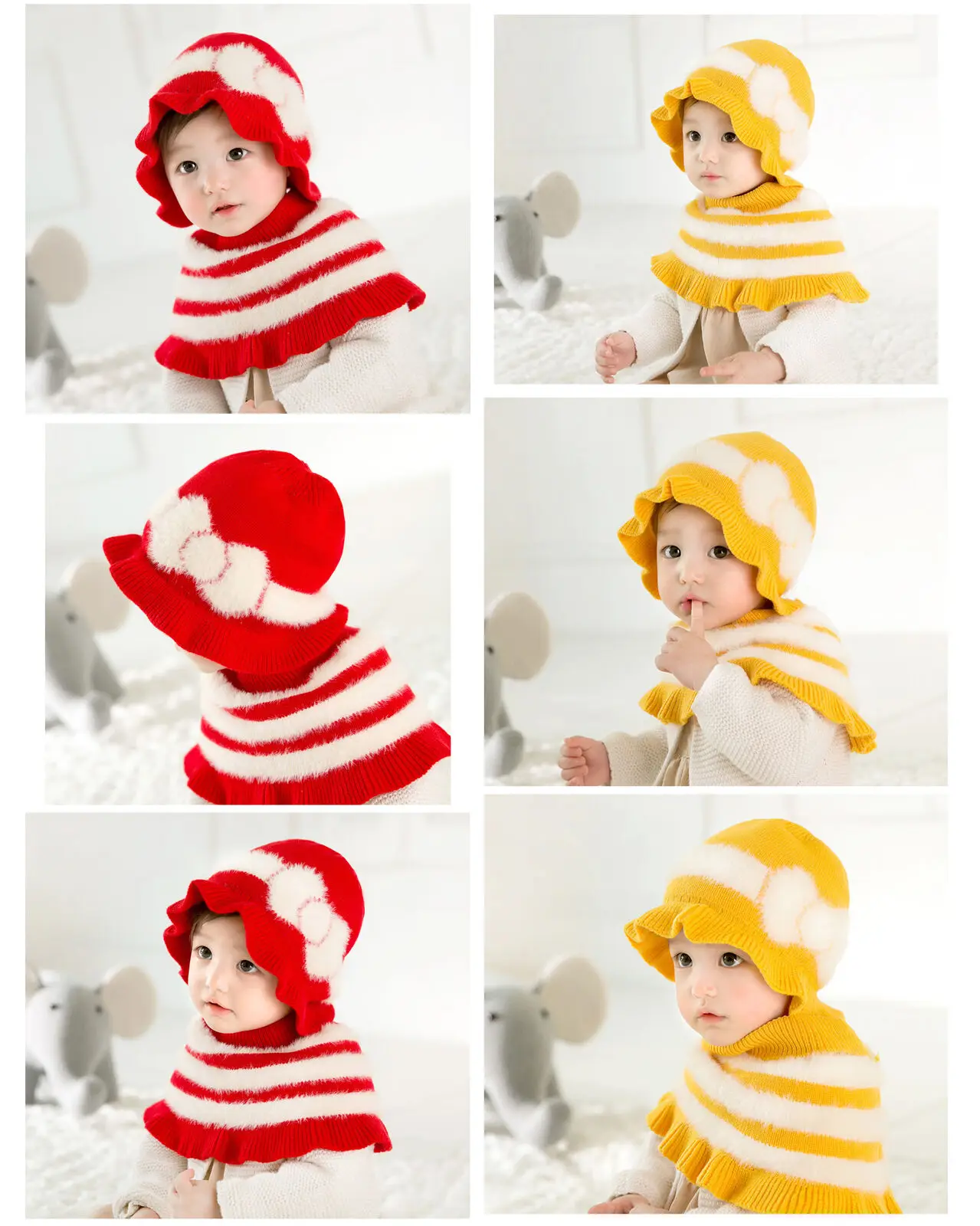 Милая зимняя вязаная шапка для маленьких девочек и мальчиков, вязаная шапка+ шарф