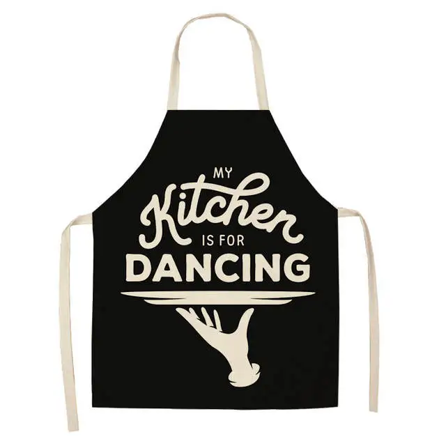 1pcs Letter Alphabet Kitchen Aprons For Women Cotton Linen Bibs Household Cleaning Pinafore Home Cooking Apron WQTF18