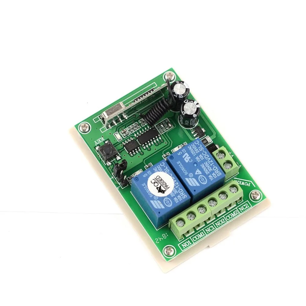 12V/24V 2 Channel Relay Wireless Remote Control Switch 433Mhz Two Keys Remote Control for Garage Door Lighting Curtains
