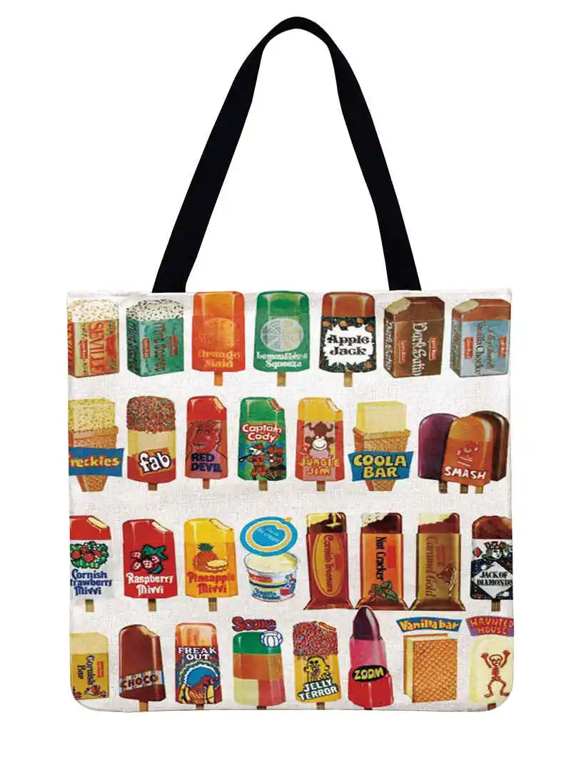 Рекламные иллюстрации печать сумка льняная Febric повседневная сумка женская сумка через плечо Складная хозяйственная сумка многоразовая пляжная сумка