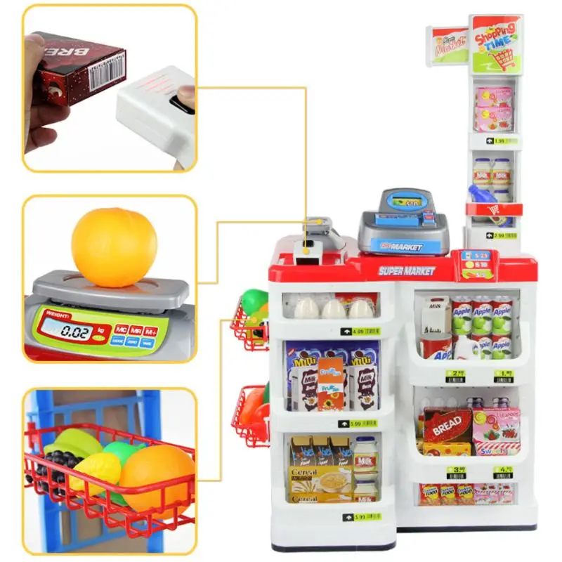 Моделирование супермаркет Superstore корзина кассовый аппарат Набор Дети ролевые игры обучающая игрушка подарок на день рождения 72XC