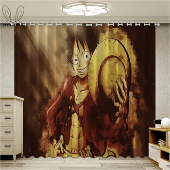 

Anime Luffy Window Blackout Curtains For Bedroom Cartoon Kids One Piece Living Room Ultra-thin Micro Shading Cortinas
