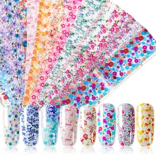 16 шт. наклейки из фольги для ногтей смешанные цветы розы Дизайн ногтей водная переводная Наклейка Фольга стикер s ногтей DIY наклейки для маникюра