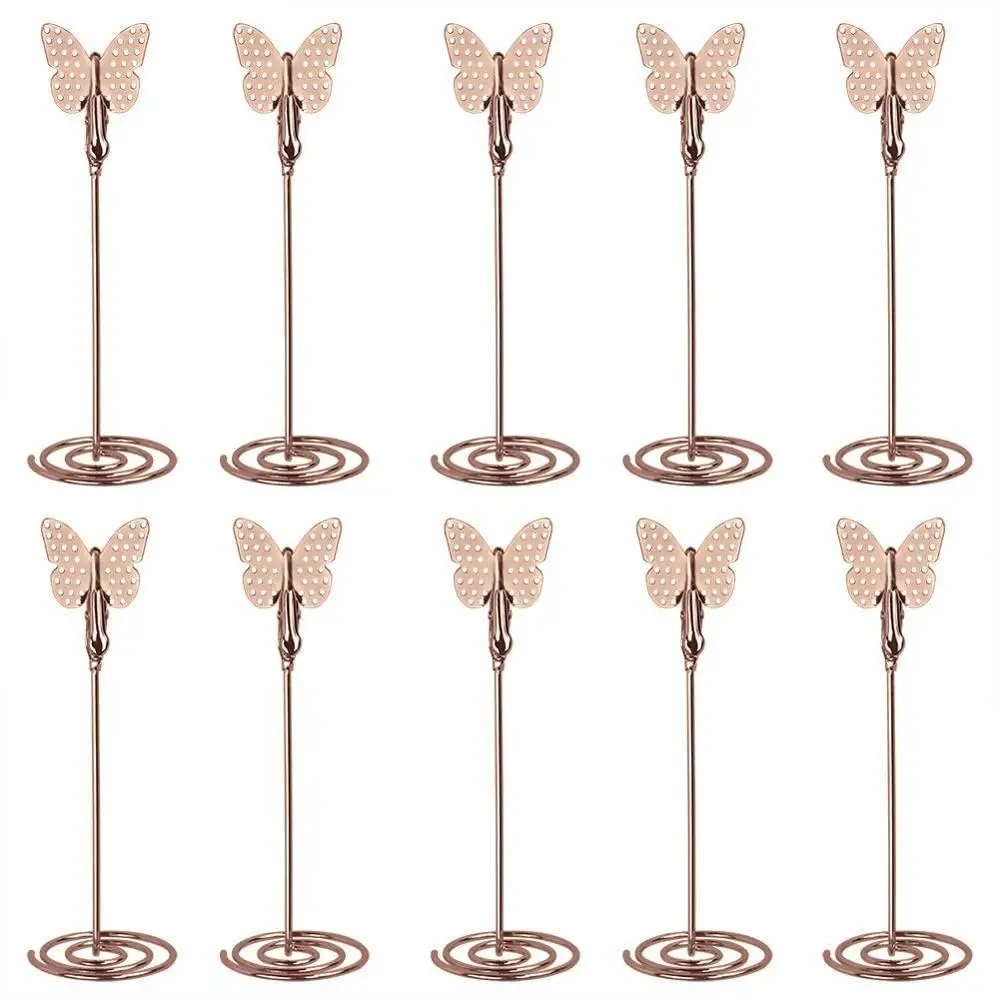 

10pcs Butterfly Place Card Holder Memo Holder Clip Photo Holder Table Number Holder Rose Gold