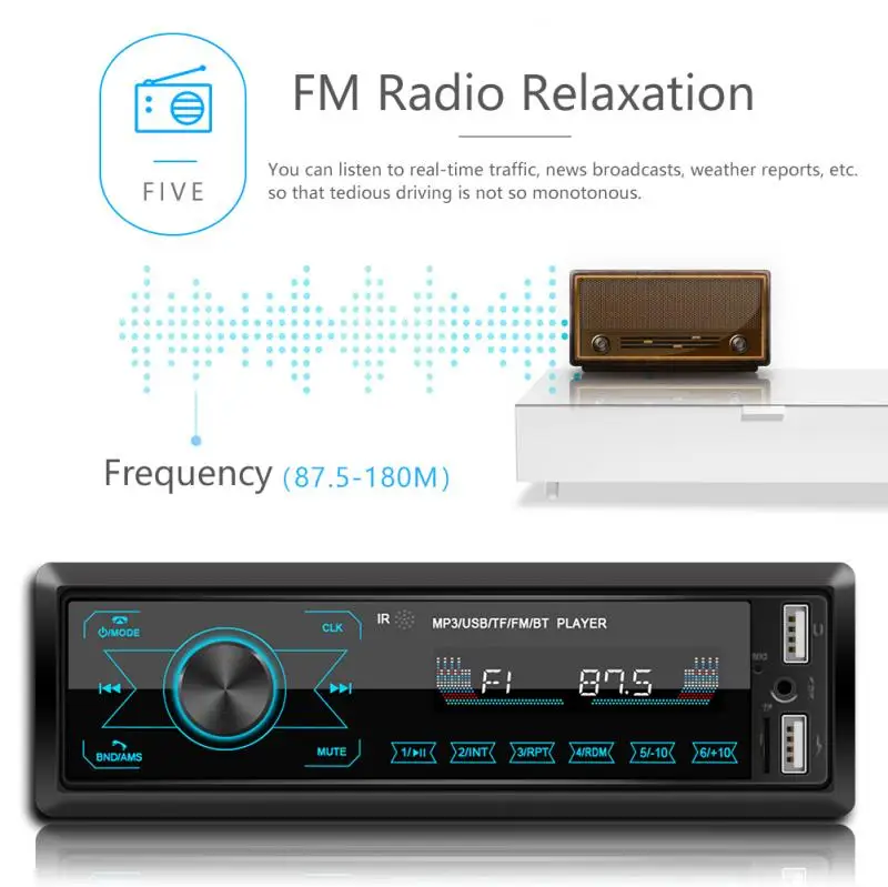 Bluetooth 4,0 1 DIN Стерео Авторадио автомобильное радио 12V In-dash 1 Din FM Aux вход приемник SD USB MP3 MMC WMA автомобильный аудио плеер