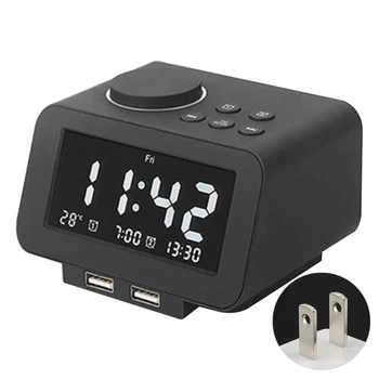 

Dimmer Weekday Weekend Digital Alarm Clock With USB Port LCD Display Office Bedroom Bedside Home Decor Desktop Snooze FM Radio