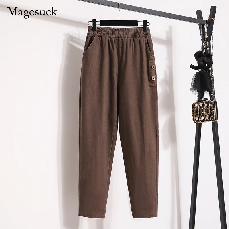 

Harem Pants Full Length Pants 2021 Women Autumn Fashion Loose Pants Casual Office Lady Pants Solid Elastic Waist Trousers 16342
