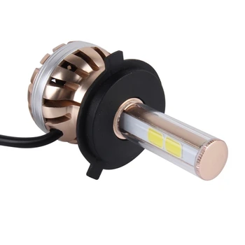 

car lights fog led h4 2 PCS 36W 3600lm 6000K Car Gold Shell LED Headlight with 2 COB Lamps DC 12V White Light Auto Accessories