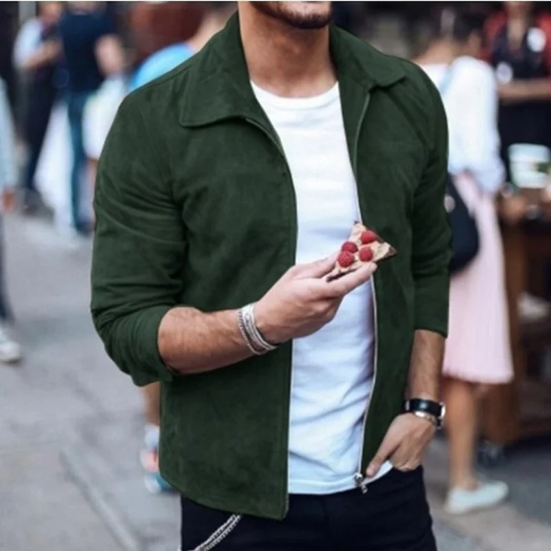 

ZOGAA Autumn Winter Jacket Men Casual Solid Suede Coats Turn-down Slim Fit Warm Zipper Jackets Motor Biker Outwear Men Overcoat