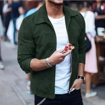 

ZOGAA Autumn Winter Jacket Men Casual Solid Suede Coats Turn-down Slim Fit Warm Zipper Jackets Motor Biker Outwear Men Overcoat
