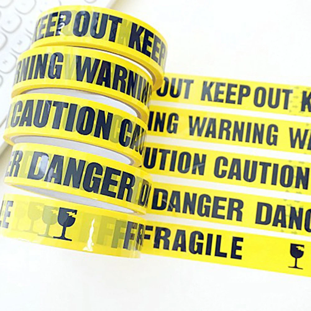 1 Roll Diy Landmarks Stickers Warning Tape Danger Caution Fragile Keep Out Slogan Barrier Remind Work Safety Adhesive Tapes |