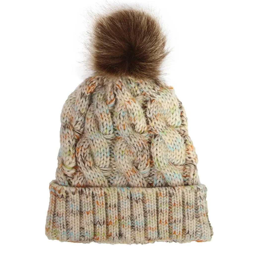 JAYCOSIN, женская зимняя шапка, акрил, искусственный мех, Вязанная, модная, зимняя, теплая, шапочка, шапки, регулируемый капюшон, мягкая, вязанная крючком, повседневная шапка для улицы - Цвет: BG