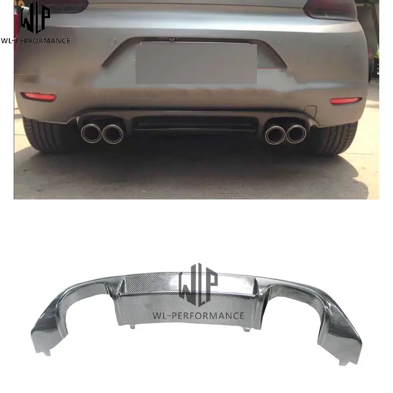 

Scirocco Carbon Fiber Bilateral four out Rear bumper diffuser lip for Volkswagen Scirocco standard bumper 15-up car styling use