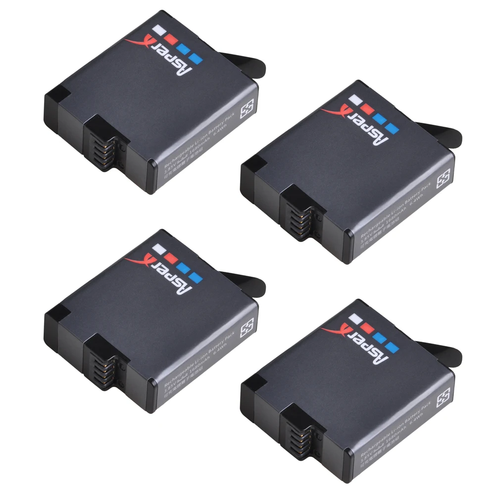 Asperx 4X1680 мАч для Gopro экшн-Камеры Gopro Hero 5 Gopro Hero 6/7/8 батарейками+ 3 знака после зарядкой от USB Зарядное устройство для экшн-Камеры Gopro Hero 5 AHDBT 501 аксессуары