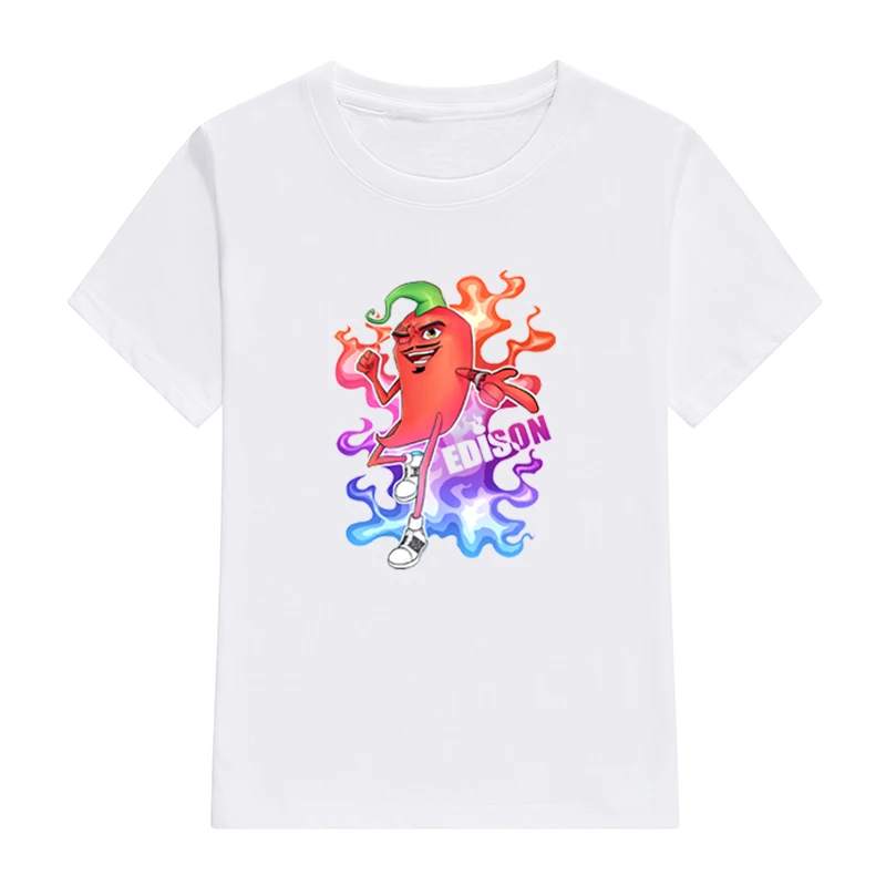 Children's Cotton T Shirts Merch Edison Perec Chilli Hot Casual Family Clothing Set boy's girl's Fashion Pepper Print Tops
