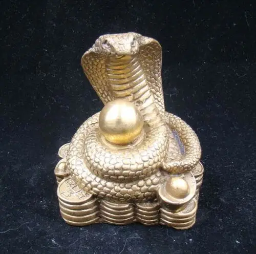 Collectible Handmade Carved Statue Figurine Brass Chinese Zodiac Snake | Дом и сад