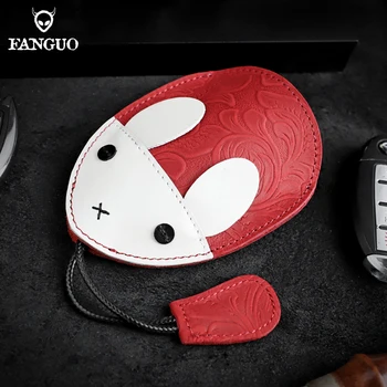 

Genuine Leather Pull Type Key Holder Bag Car Key Housekeeper Key Ring Keychain Key Chain Case Cover For Unisex