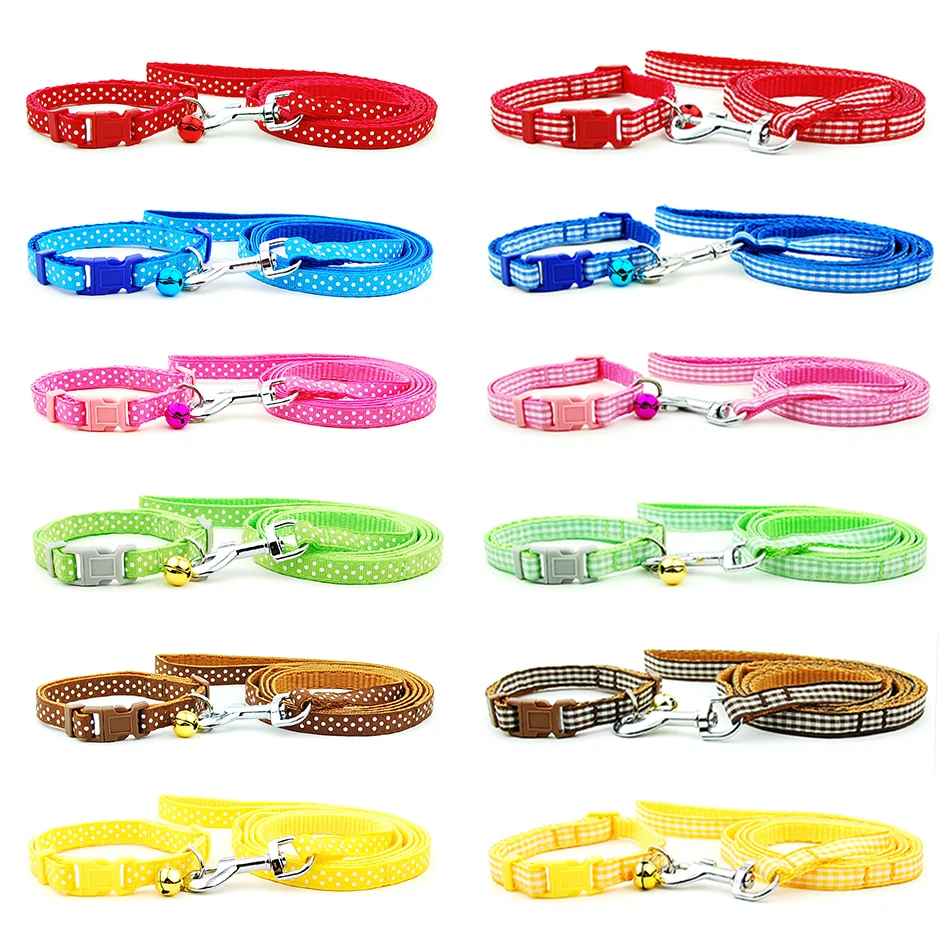 Dog Cat Collar Leash Adjustable Collar lead with Bell for Puppy Small Dog Outdoor Walking Chihuahua Terier Schnauzer dog collar dog traction rope