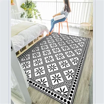 

Wishstar Modern Simple Fashion Black White Carpet Geometric Pattern Carpet Rugs Bed Side Long Rug Anti slip Carpet Entrance