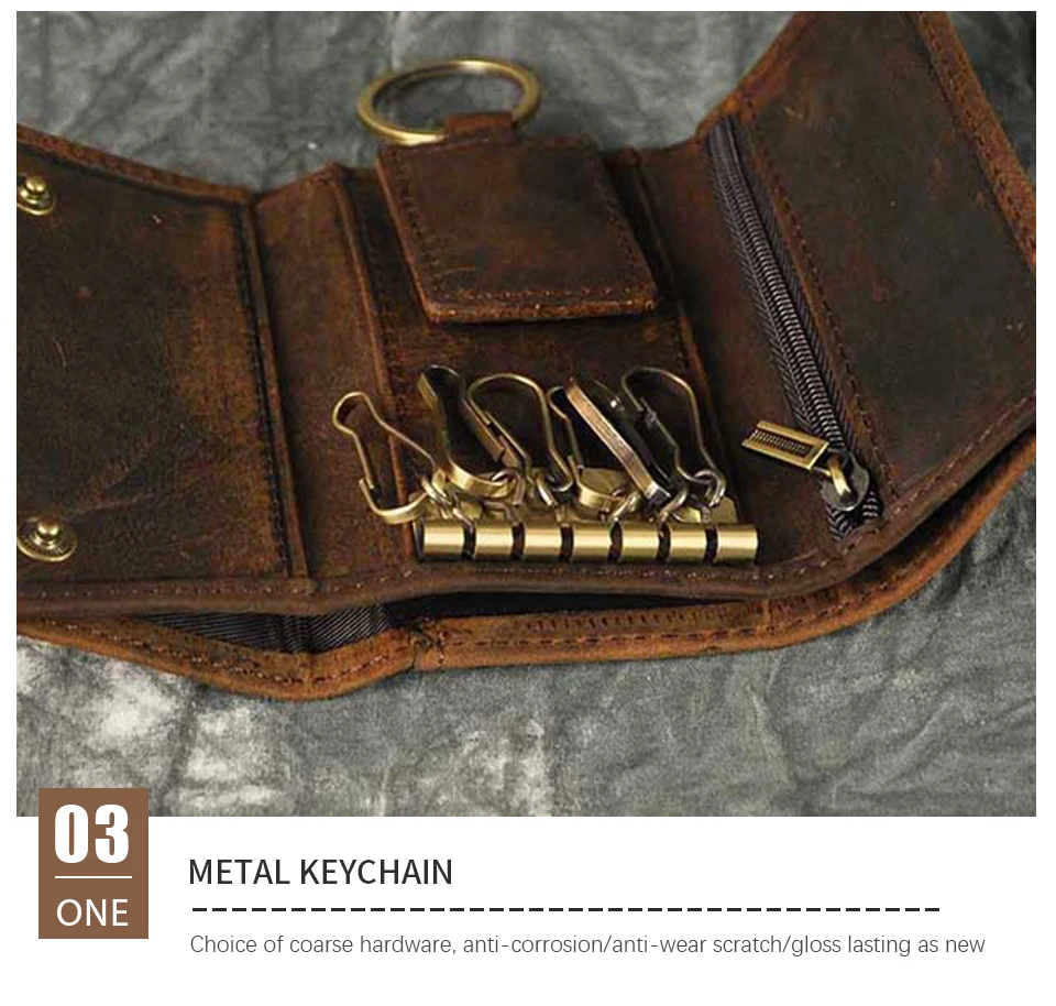 Original Leather Men Fashion Multifunction Coin Wallet Car Remote Case Key Ring Case Holder Chain Designer Key Package Bag 230-L