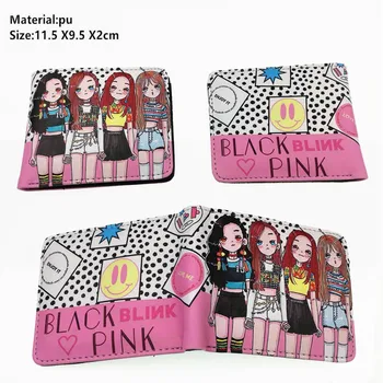 

Kpop Blackpink Lisa Rose Jennie Jisoo Pu Short wallet Bifold Photo Card Holder Layers Purse Leather Boys Girls Coin zip Pocket