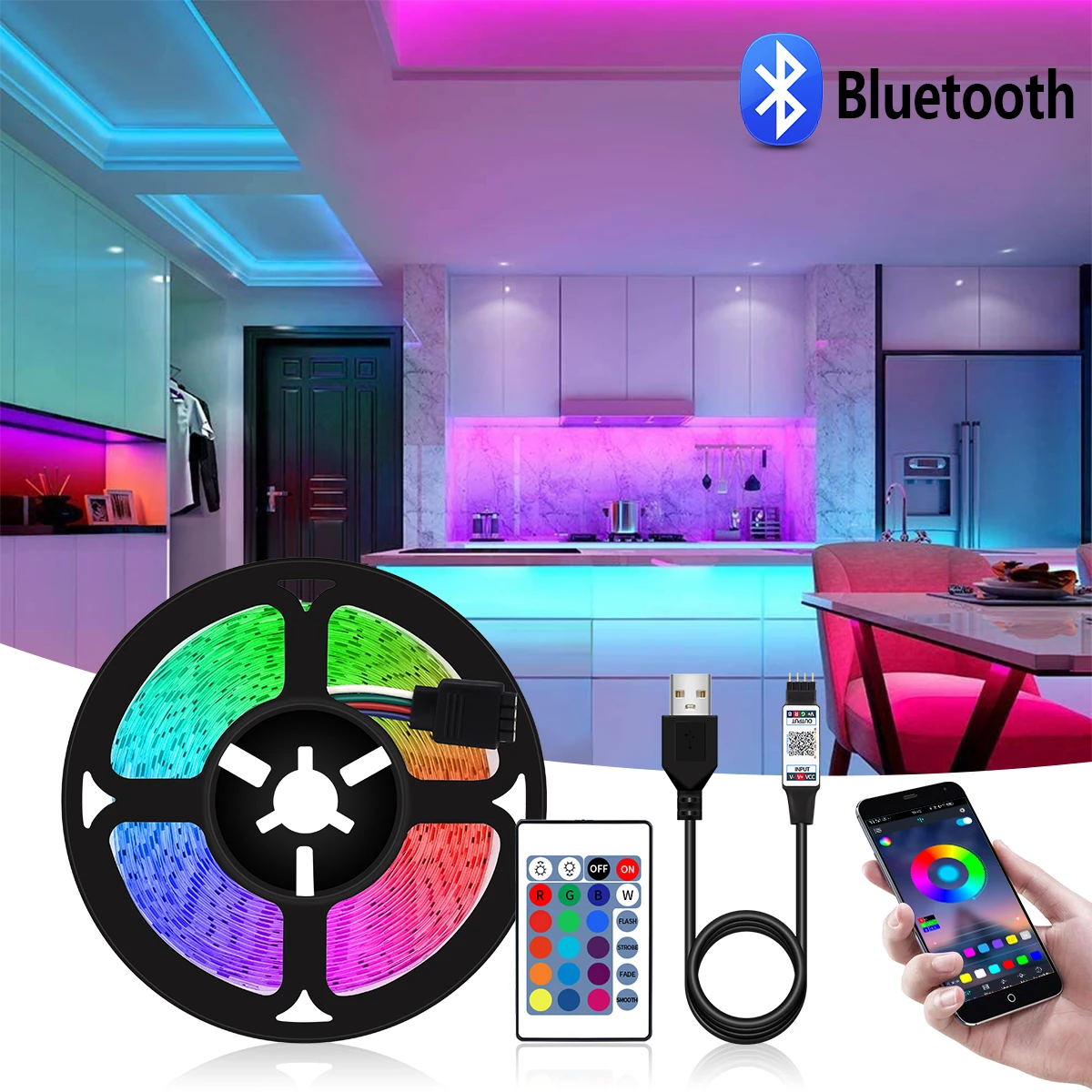 Usb Power Led Strip Lights 5050 Rgb Flexible Usb Led Light Tape Dc 5v Rgb Color Changeable Tv