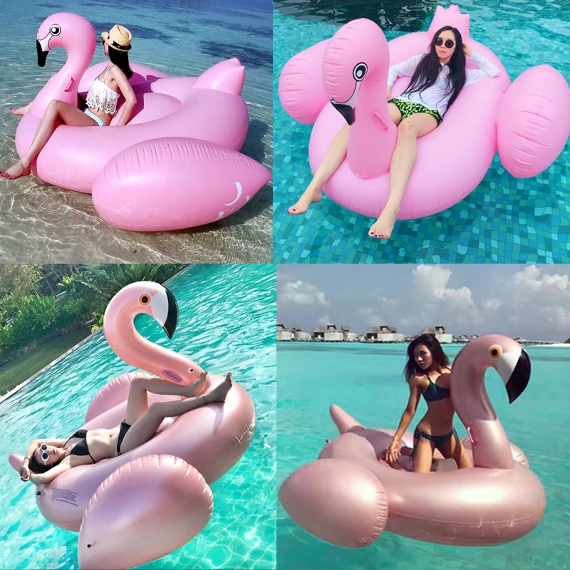 Thickened Giant Flamingo Swimming Ring for Adult Inflatable Circle Floating Bed Air Mattress for Swimming Pool Beach Party Toys