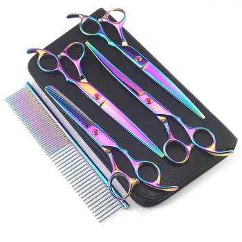 

5pcs Pet Dogs Grooming Scissors Cat Hair Thinning Shear Sharp Edge Dog Cutting Kitten Animal Stainless Steel Barber Cutting Tool