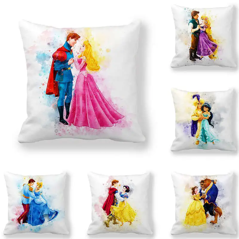 baby styling pillow Disney Beauty and the Beast Jasmine Snow White Cushion Cover PillowCase Decorative/Nap Room Sofa Baby Children Gift 45x45cm fitted sheet