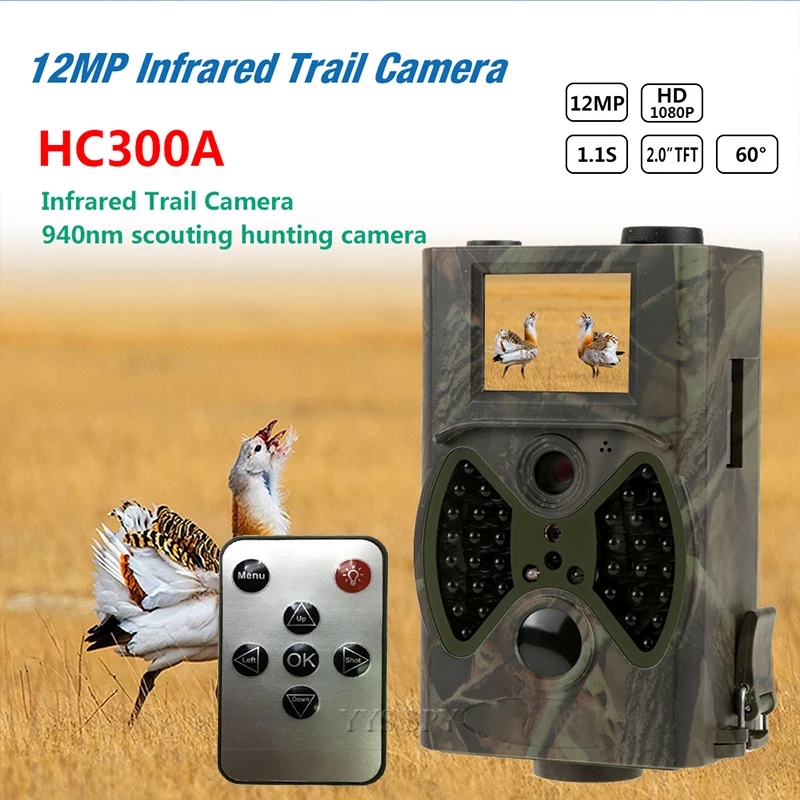 1080P 12MP HD Outdoor Hunting Trail Camera Video Wildlife Infrared Night-Vision 