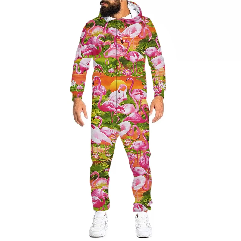 Men's Rompers Animal Crane Fun Streetwear Full Body Custom Jumpsuit Oversized Women Clothes Zipper Tracksuit Dropship Wholesale beer rompers party men s oversized one piece clothing zipper hoodie jumpsuit street style coverall dropship wholesale tracksuit