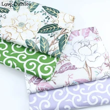 Хлопок саржа зеленый фиолетовый большие листья золотые цветы Цветочная лоза Ткань DIY для детей постельные принадлежности Подушка Одежда Декор лист