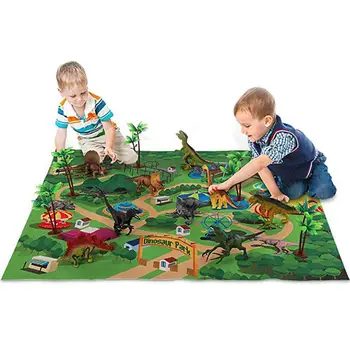 

Dinosaur Toy Figure W/ Activity Play Mat & Trees, Educational Realistic Dinosaur Playset To Create A Dino World Baby Play Mat