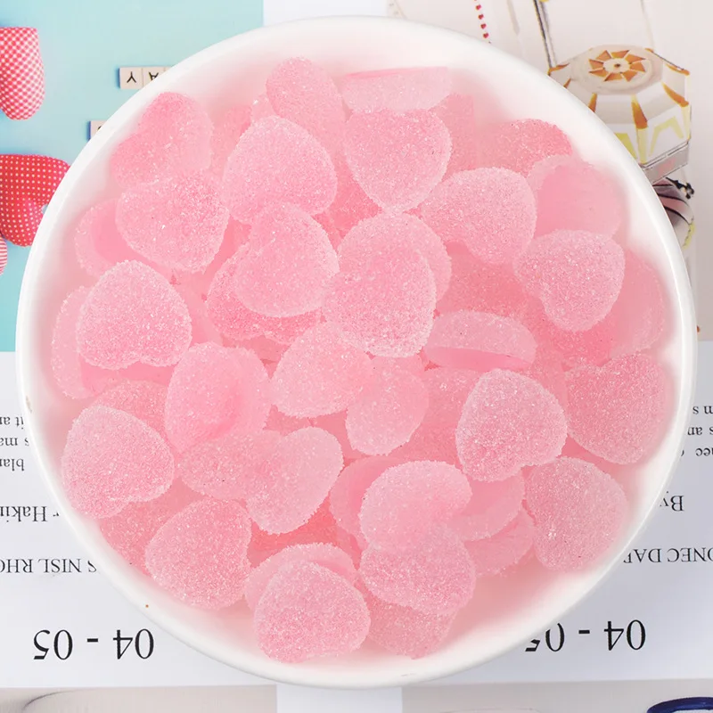 Pink heart 10/20/30 шт Цвет «любящее сердце» сладости плоская полимерная DIY рукоделия телефон оболочки Шапочка-парик из косичек аксессуары для волос искусства - Цвет: Pink heart