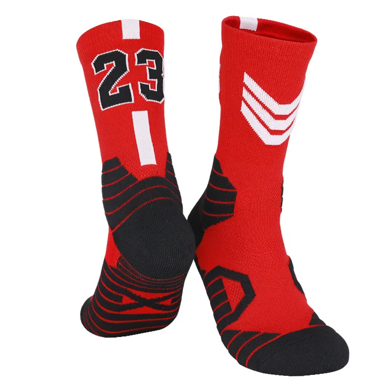 Trendy Man Basketball Socks Long Outdoor Breathable Cycling Socks Anti Slip Profession Basketball Number Men Running Socks
