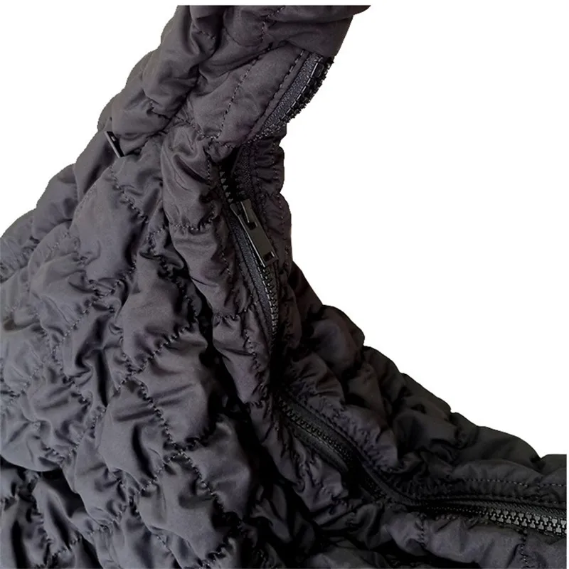 Bolso plisado de gran capacidad para mujer, bolsa de hombro grande, de algodón, acolchado, Color sólido, para compras, 2022