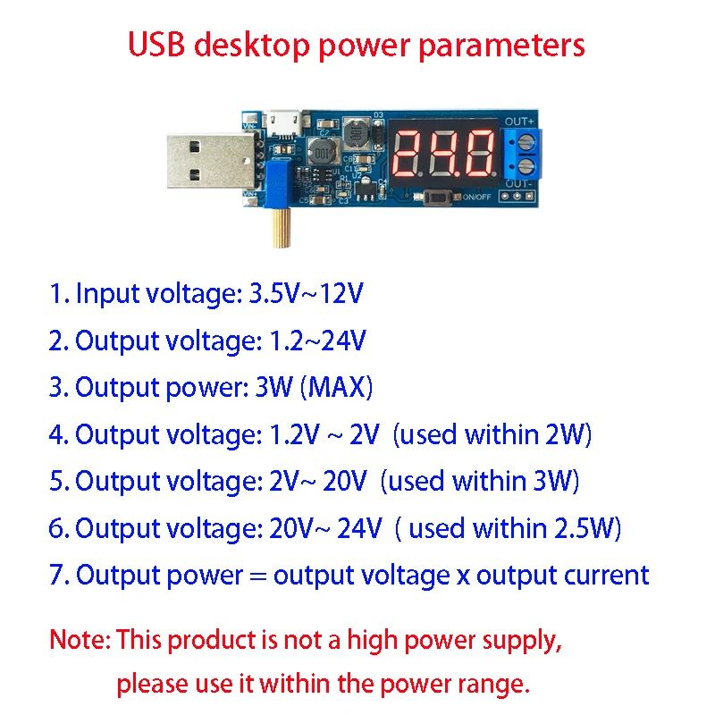 Повышающий понижающий преобразователь USB понижающий модуль питания цифровой ЖК-дисплей настольная плата питания регулируемый выход 3 Вт 5 В до 3,3 В 9 в 12 В 24 В