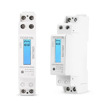 

1pcs Single Phase Two Wire LCD Power Consumption Watt Energy Meter Din Rail Mount KWh AC5-32A 230V 50Hz 110V 60Hz Power Meter